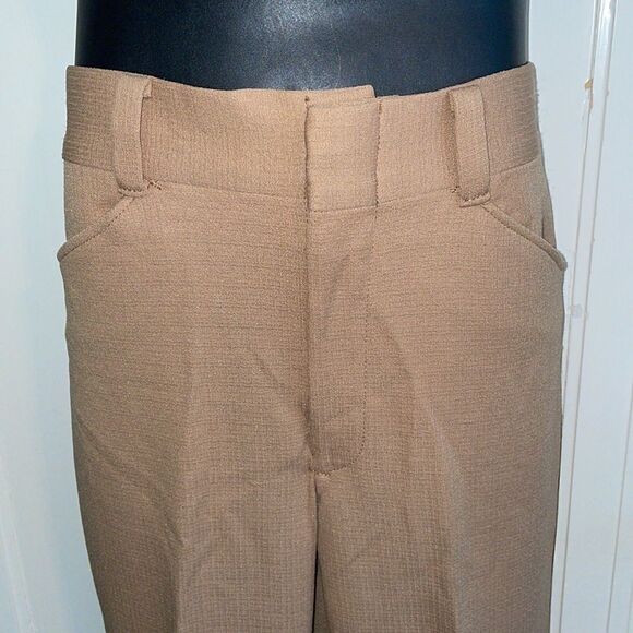 Vtg 70s tan double knit polyester pants - Picture 3 of 7